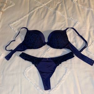 Adore Me Blue Matching Bra and Thong